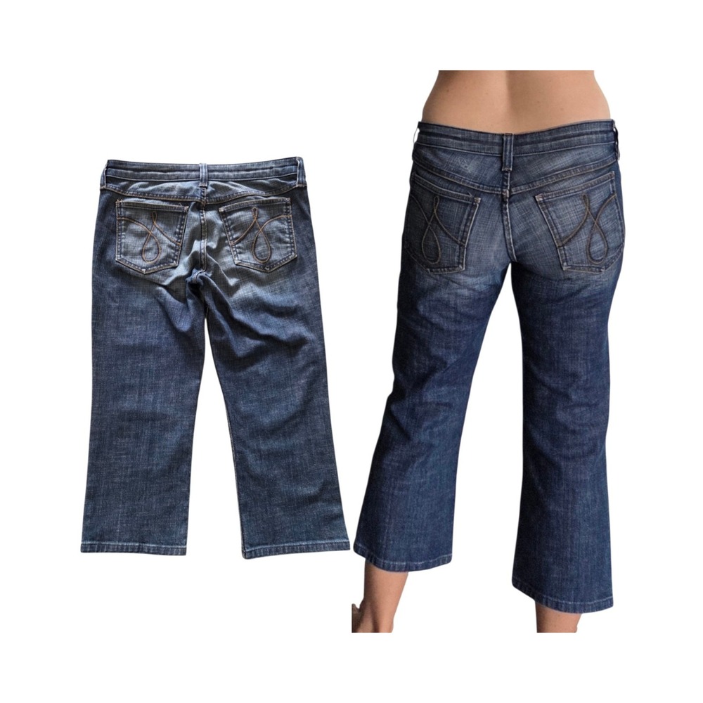 VTG Juicy Couture Jeans Womens 29 Dark Wash USA Y2K Low Rise Stretch Denim Capri